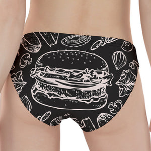 Black And White Hamburger Print Women's Panties