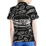 Black And White Hamburger Print Women's Polo Shirt