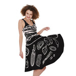 Black And White Hamburger Print Women's Sleeveless Dress
