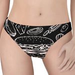 Black And White Hamburger Print Women's Thong