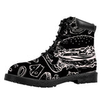 Black And White Hamburger Print Work Boots