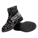 Black And White Hamburger Print Work Boots