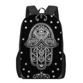Black And White Hamsa Print 17 Inch Backpack