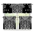Black And White Hamsa Print 3 Piece Kitchen Curtains