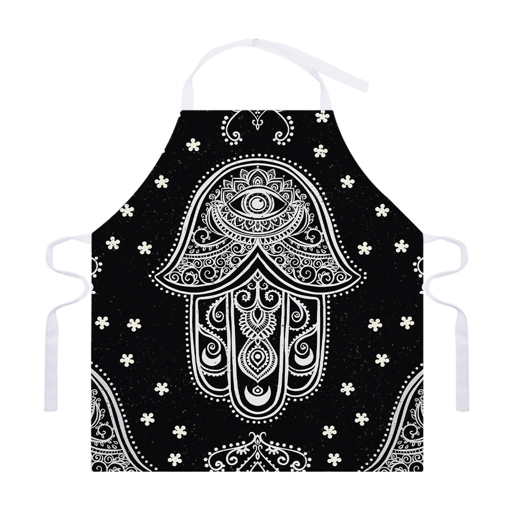 Black And White Hamsa Print Adjustable Apron