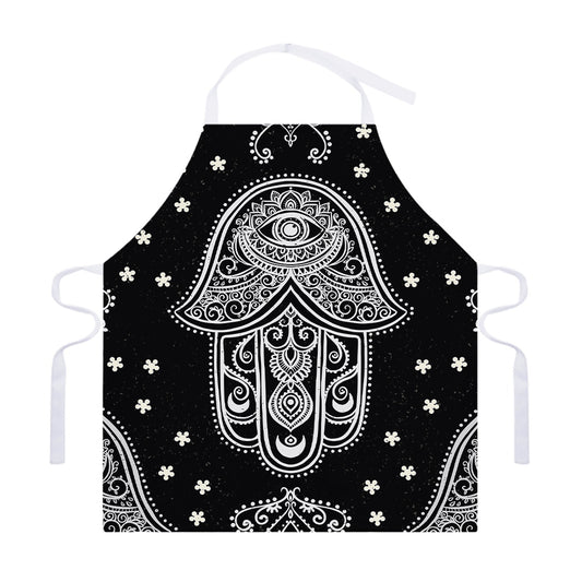 Black And White Hamsa Print Adjustable Apron