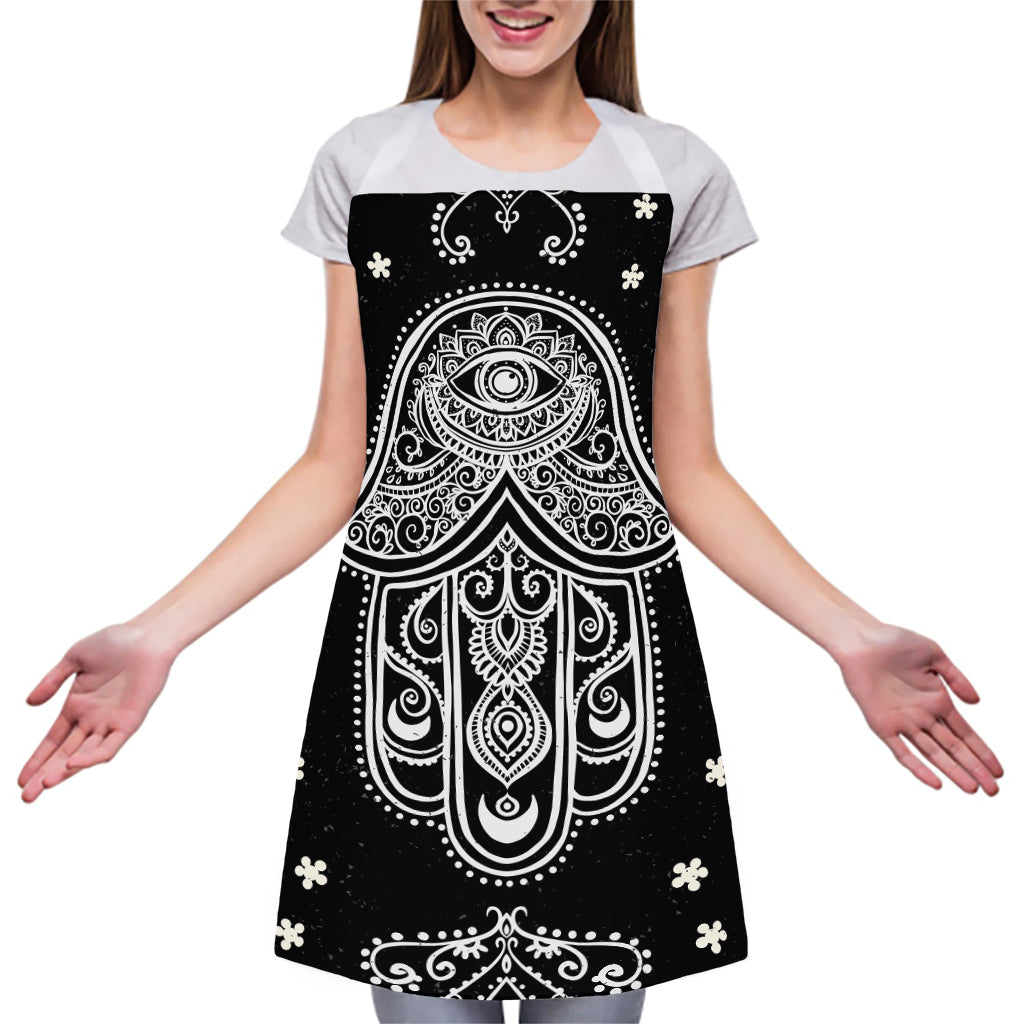 Black And White Hamsa Print Adjustable Apron
