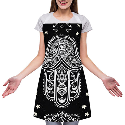 Black And White Hamsa Print Adjustable Apron