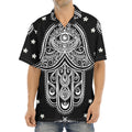 Black And White Hamsa Print Aloha Shirt