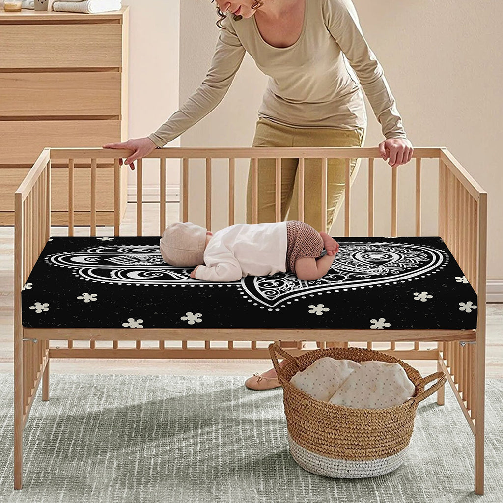 Black And White Hamsa Print Baby Crib Sheet