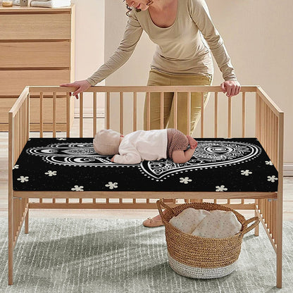 Black And White Hamsa Print Baby Crib Sheet