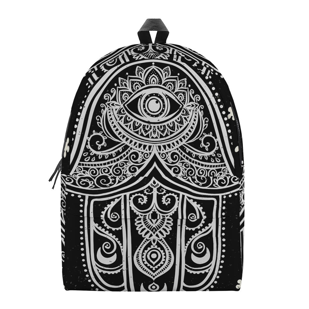 Black And White Hamsa Print Backpack