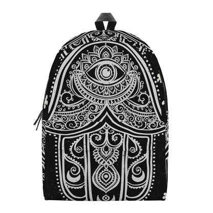 Black And White Hamsa Print Backpack