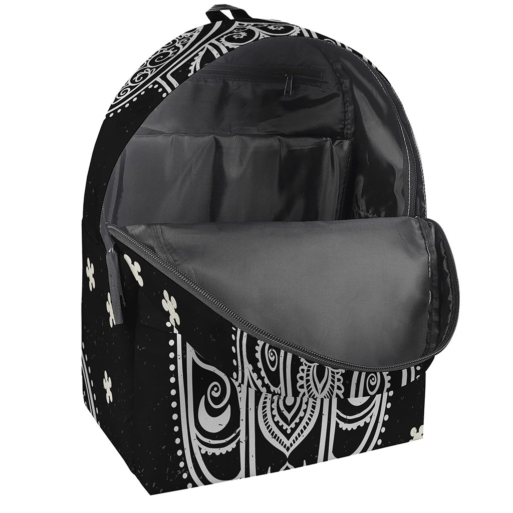 Black And White Hamsa Print Backpack