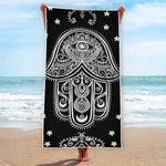 Black And White Hamsa Print Beach Towel