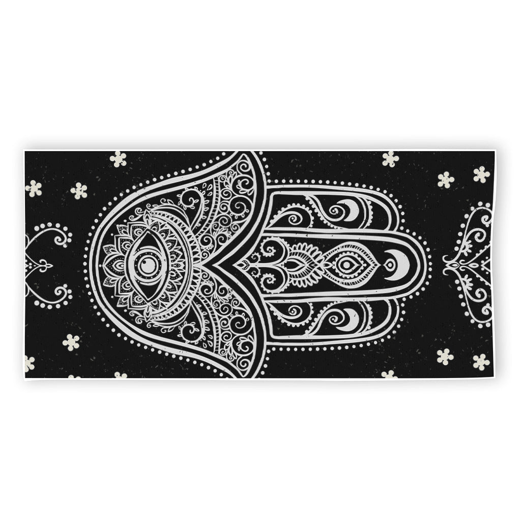 Black And White Hamsa Print Beach Towel