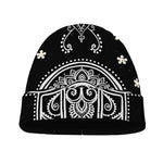 Black And White Hamsa Print Beanie