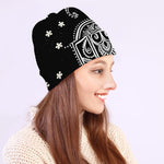 Black And White Hamsa Print Beanie