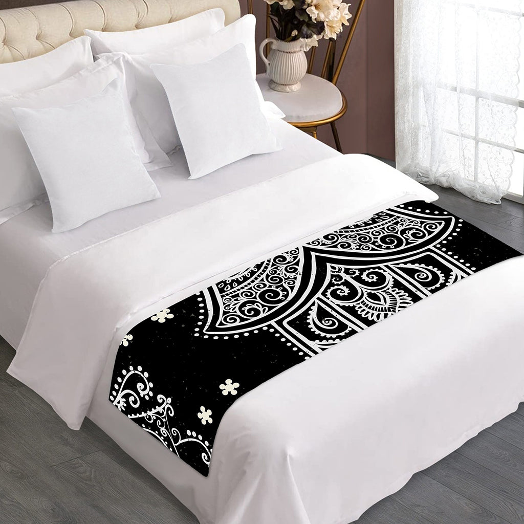 Black And White Hamsa Print Bed Runner