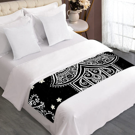 Black And White Hamsa Print Bed Runner