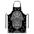 Black And White Hamsa Print Bib Apron With Pocket