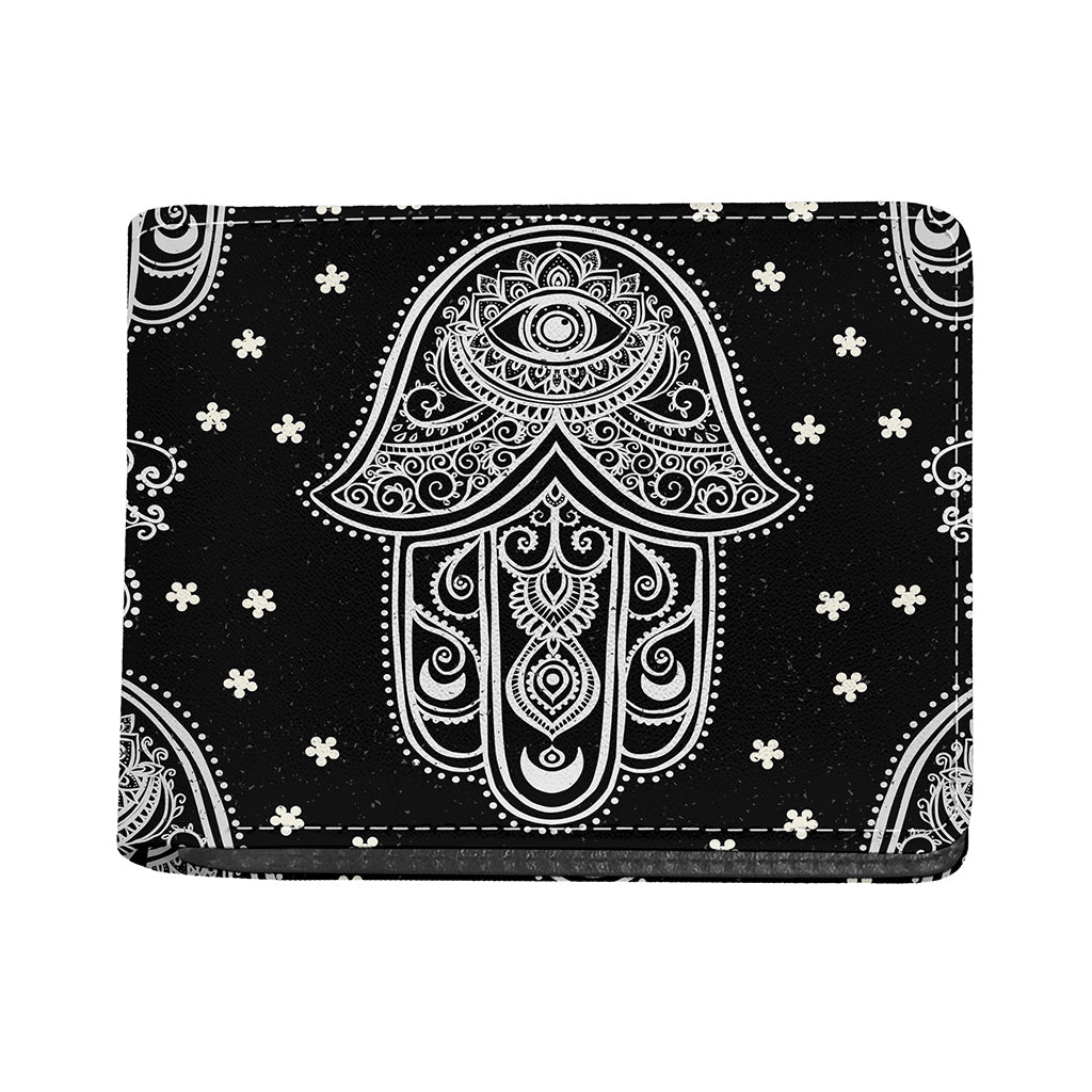 Black And White Hamsa Print Bifold Wallet