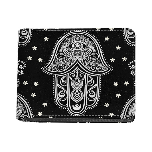 Black And White Hamsa Print Bifold Wallet