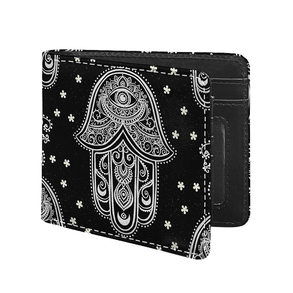 Black And White Hamsa Print Bifold Wallet