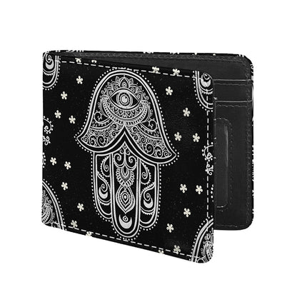 Black And White Hamsa Print Bifold Wallet