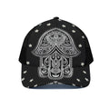 Black And White Hamsa Print Black Mesh Trucker Hat