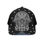 Black And White Hamsa Print Black Mesh Trucker Cap