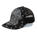 Black And White Hamsa Print Black Mesh Trucker Cap