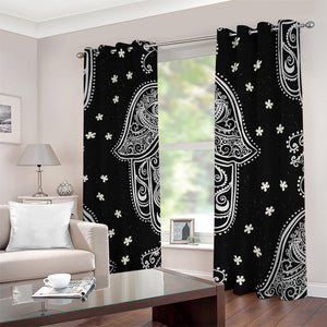 Black And White Hamsa Print Blackout Grommet Curtains