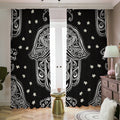 Black And White Hamsa Print Dimout Pencil Pleat Curtains