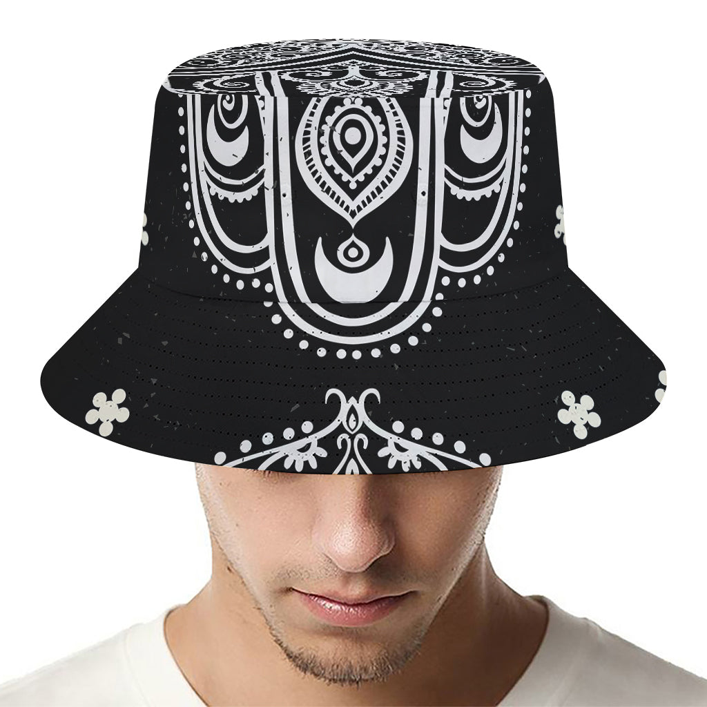 Black And White Hamsa Print Bucket Hat