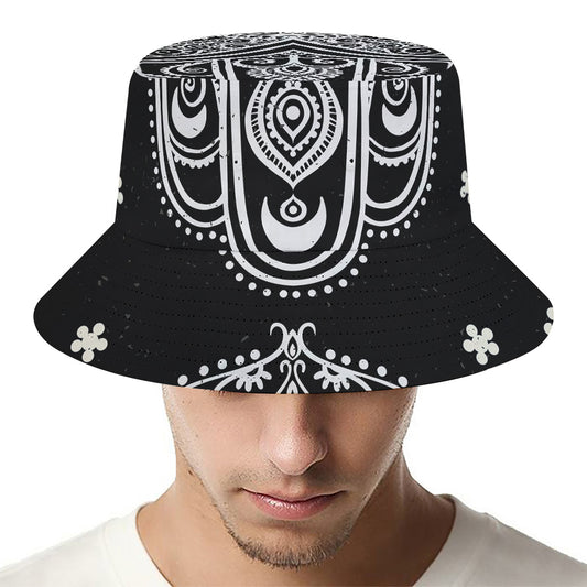 Black And White Hamsa Print Bucket Hat