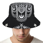 Black And White Hamsa Print Bucket Hat