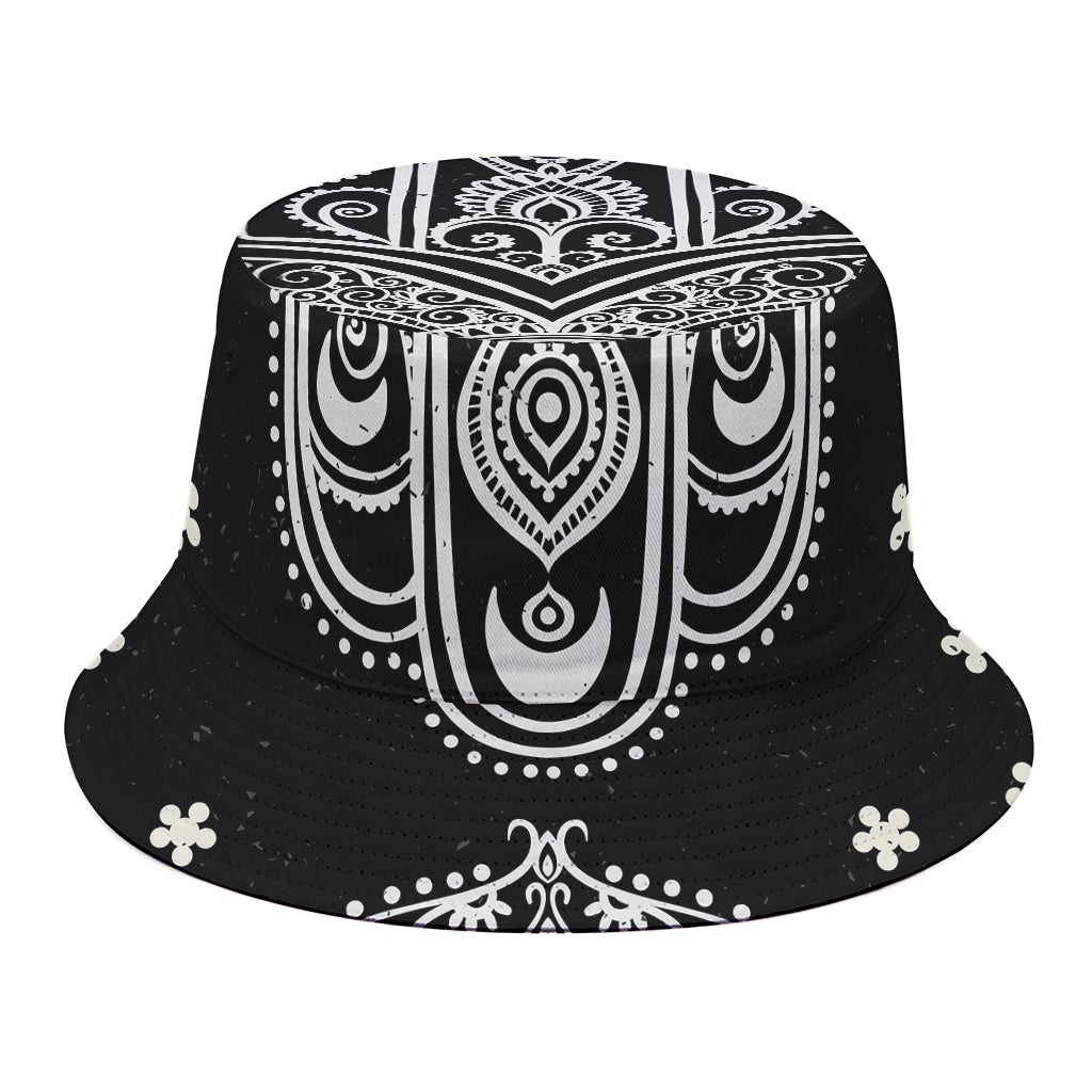 Black And White Hamsa Print Bucket Hat