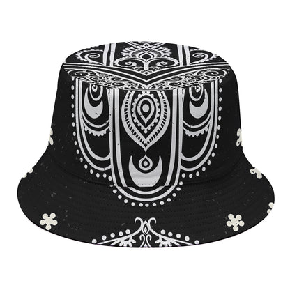 Black And White Hamsa Print Bucket Hat