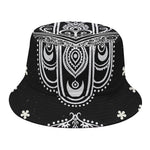 Black And White Hamsa Print Bucket Hat