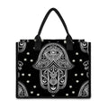 Black And White Hamsa Print Canvas Tote Bag