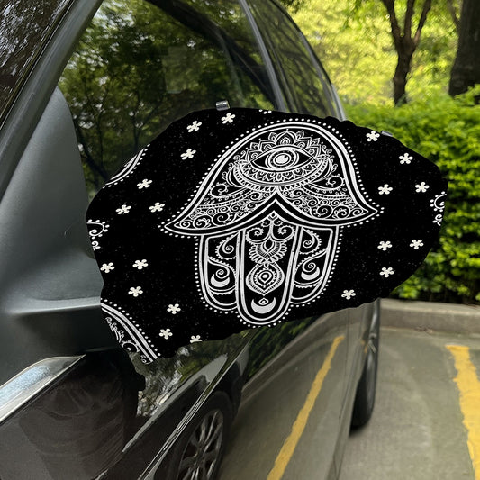 Black And White Hamsa Print Car Side Mirror Covers