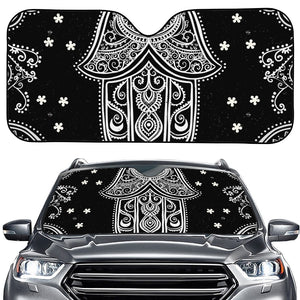 Black And White Hamsa Print Car Windshield Sun Shade