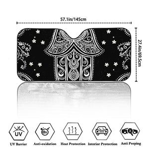 Black And White Hamsa Print Car Windshield Sun Shade