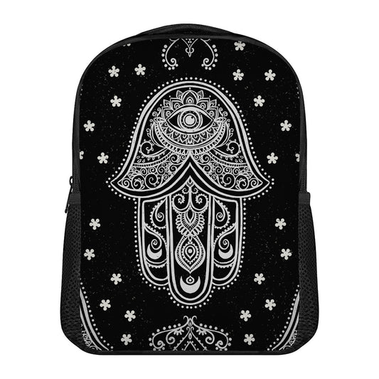 Black And White Hamsa Print Casual Backpack
