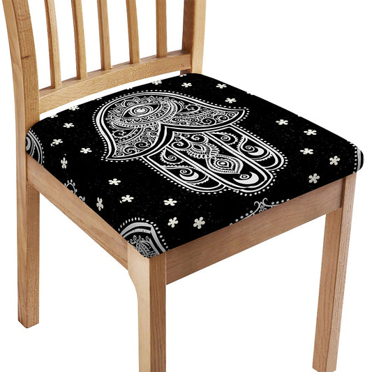Black And White Hamsa Print Chair Cushion Cover