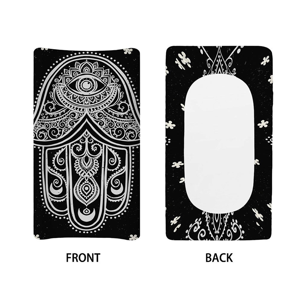 Black And White Hamsa Print Changing Pad Cover
