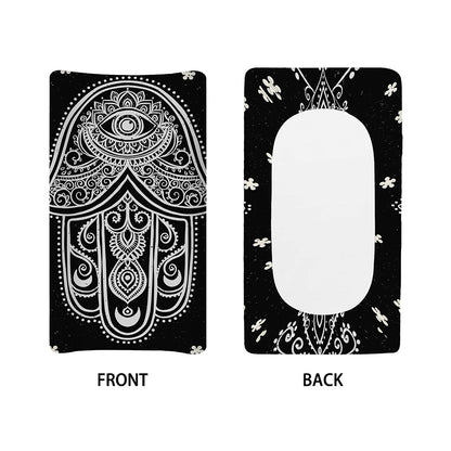 Black And White Hamsa Print Changing Pad Cover