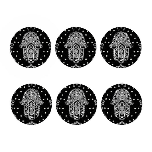 Black And White Hamsa Print Coaster Set