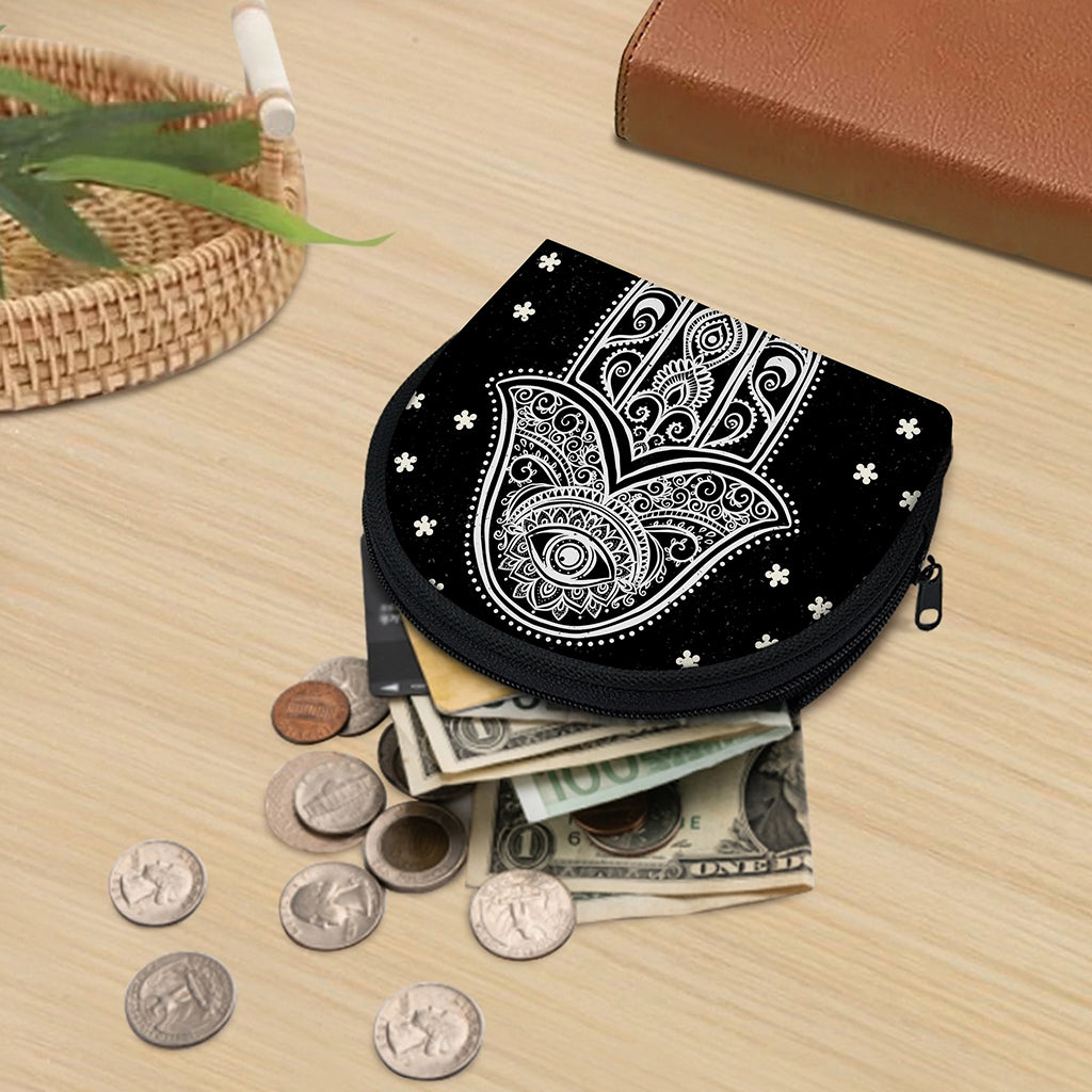 Black And White Hamsa Print Coin Purse